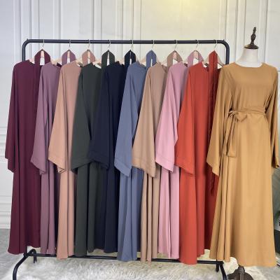 China Simple Muslim Dresses from Modest Islamic Clothing A in Dubai Turkey Solid Color for Women S M L XL 2XL for sale