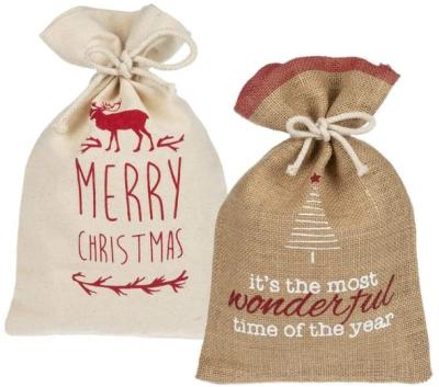 China Eco-Friendly Promotional Eco-Friendly Jute Christmas Drawstring Gift Bag for sale