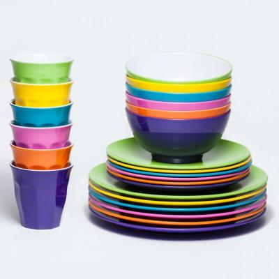 China Sustainable high quality multi-color melamine dinner set perfect for indoor and outdoor use for sale