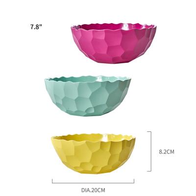 China Sustainable BPA Free BSCI Certificate Durable Hard Plastic Melamine Salad Serving Bowl With Corrugated Shape for sale