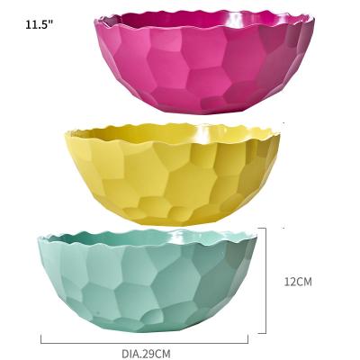 China Sustainable BPA SASO Free Certificate Melamine Salad Unbreakable Serving Corrugated Bowl Extra Large Salad Bowl for sale