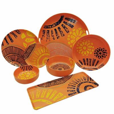 China Sustainable Custom Factory BSCI Audit Certificate Printing Melamine Dinnerware Set With Dishes And Bowls for sale