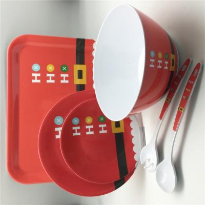 China Dishwasher Safe Reusable Grade Christmas Design 30% Melamine Dinnerware Sets for sale