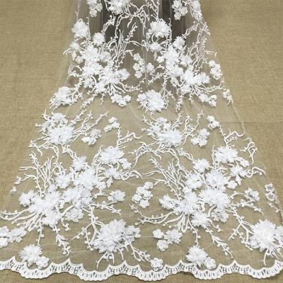 China JORICE new arrival jacquard embroidery fabric viable fashion beaded lace fabric for wedding dress for sale