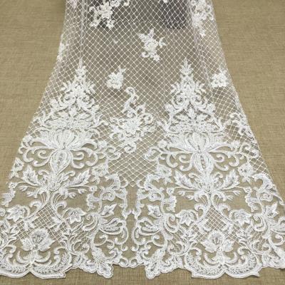 China JORICE Best Viable Selling Jacquard Beaded Embroidery Fabric High Quality Lace Fabric For Wedding for sale