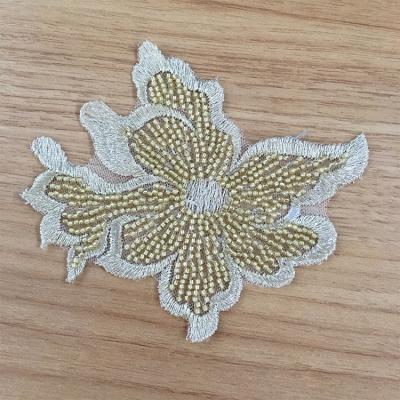 China Viable Beaded Embroidered Patches For Clothing Accessory Sew-on Embroidery Flower Patch for sale