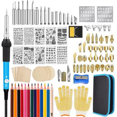 China Pyrography Burning Tools Machine Repair Shops Factory Price Wood Kits 110pcs Temperature Adjustable Pen With Embossing Carving Welding Tips for sale