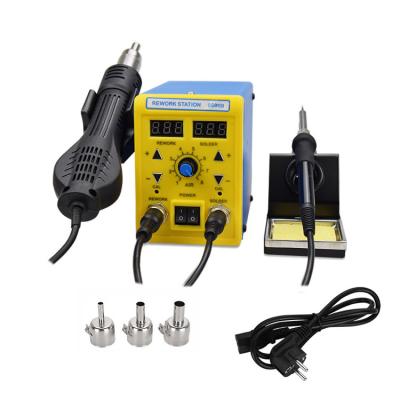 China PCBA Repair SMD BGA Rework EU/UK Plug 220V750W Double-digital Display Hot Pneumatic Gun and Soldering Iron 2 in 1 ESD 8586B Rework Station for sale