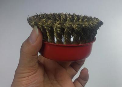 China 4 Inch OD Twisted Knot Brass Wire Cup Brush 16mm Inner Hole For Removing Paint en venta