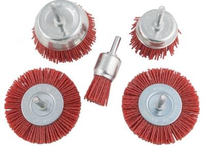 中国 Red Bristle Nylon Filament Abrasive Wire Brush Kit for Drill 販売のため