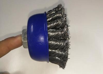 China 75MM OD Twist Knotted Wire Cup Brush Carbon Steel Wire Material With M10*1.5 Nut for sale