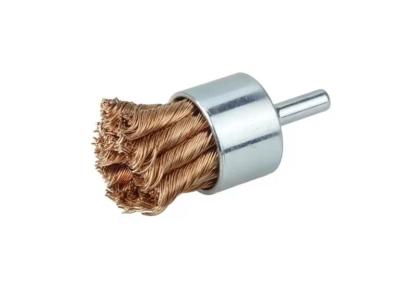 China Solid Shank Bronze Fill Wire Knot End Brush 28mm OD for Rust Paint Removal à venda