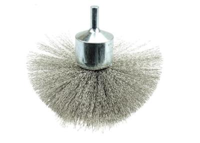 China 25mm OD Solid Shank Stainless Steel Circular Flared End Brush for Rust Paint Removal for sale