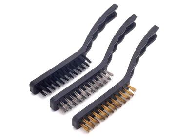 China 3Pcs Mini Wire Brush Set With Stainless Steel Brass and Nylon Bristles for sale