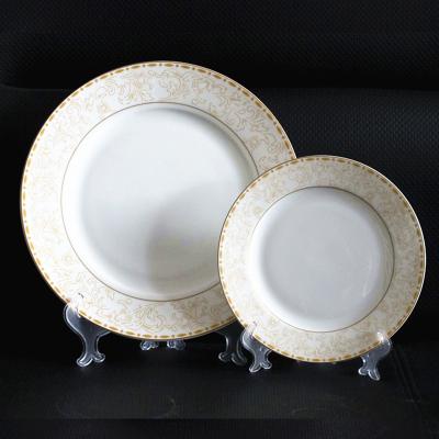 China Sustainable Hotsale Elegant Design Fine Bone China Dinner Plates And Dishes for sale