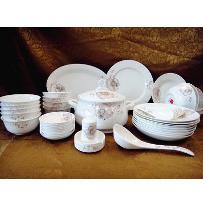 China Sustainable 85 Pcs Decal Bone China Dinnner Set for sale