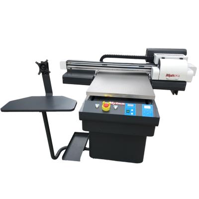 China 6090 flatbed uv printer with varnish digital uv printer with CMYKLCLM+W+V for sale