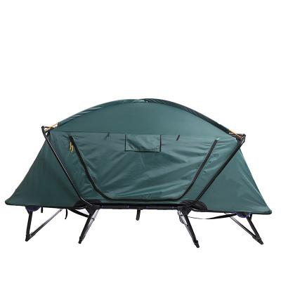 China Outdoor Water Proof Free-Build Camping Fishing Leisure Off Ground Camping Tent Folding Bed Tent With Fire Pit for sale