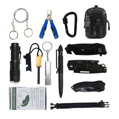 China Outdoor Camping Hike Travel 13 in 1 Military Camper Outdoor Travel Wilderness First Aid EDC Multifunctional Survival Kit for sale