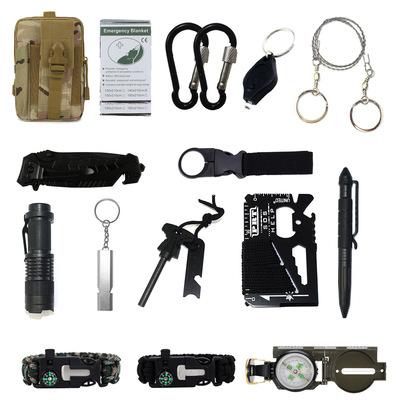 China 14 In 1 Outdoor Professional Outdoor Camping Hiking Survival Hiking Kit Emergency Survival Gear Tool for sale