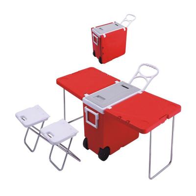 China OEM Factory Cooler Box Table 28L Waterproof Outdoor Collapsible Picnic Cooler Multifunctional Camping Box With Table for sale