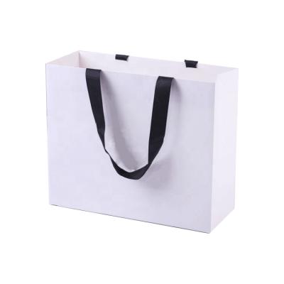 China Recyclable Thank You Custom Small Birthday Logo Wedding Ribbon Handles Logo Wine Gift Paper Bag for sale