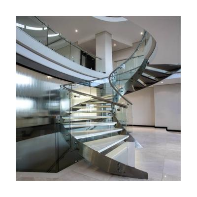 China Modern Modern Indoor Curved Staircase Indoor Glass Railing Curved Stairs Manufacturer Directly for sale