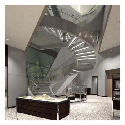 China modern luxury curved staircase/stainless steel staircase for residential for sale