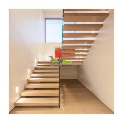 China Modern Australian Style High Quality Fashion Floating Wooden Staircase / Straight Stairs Design for sale