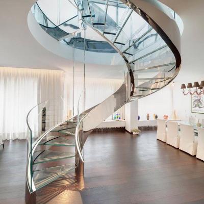 China Modern Indoor House Spiral Staircase Decorative Glass Stairs Prices for sale