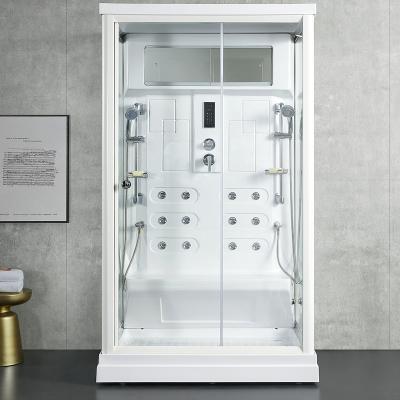 China Computer Control Panel Cheap Price Led Wet Steam Bath White Pine High Quality Indoor Home Use Steam Shower Cabin for sale