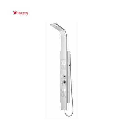 China With Slide Bar Silver Shower Panel Column Towers Stainless Steel Wall Mount Shower Panel With Thermostat for sale