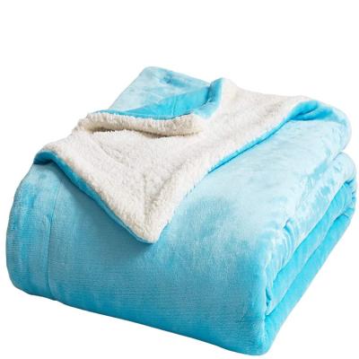 China Anti-pilling 2021 Reversible Luxurious Warm Comfortable Fluffy Double Layer Sherpa Fleece Blanket For Bed for sale