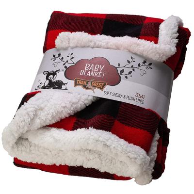 China Wholesale Anti-pilling Classic Sherpa Ultra Soft Fleece Plaid Cute Sherpa Baby Blanket for sale