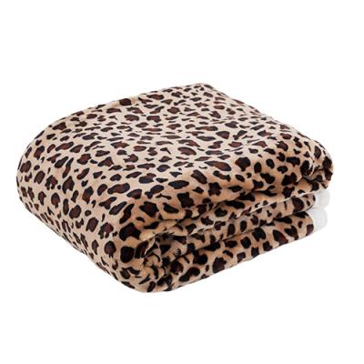 China Eco-Friendly Soft Double Sided Plush Classic 100% Polyester Leopard Sherpa Throw Blanket for sale