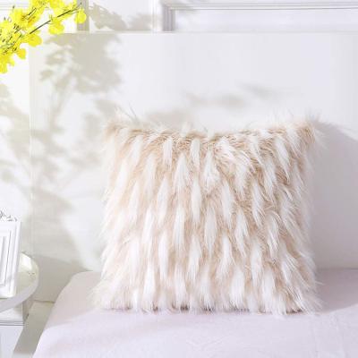 China Eco-friendly Mongolian Lion Faux Fur Soft Decorative Plush Cushion Case For Living Room for sale