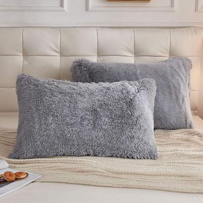 China 2021 Decorative Eco-Friendly Shaggy Plush Faux Fur Pillowcases Fluffy Decorative Pillow Cases With Zipper Closure for sale