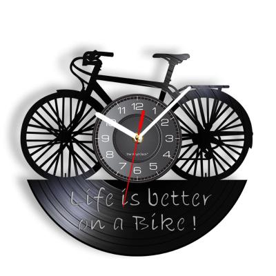 China Bicycle Wall Art Decor Vinyl Record Wall Clock Customized by Style Factory Outlet Cavity CD Antique Black Creative Antique Style for sale