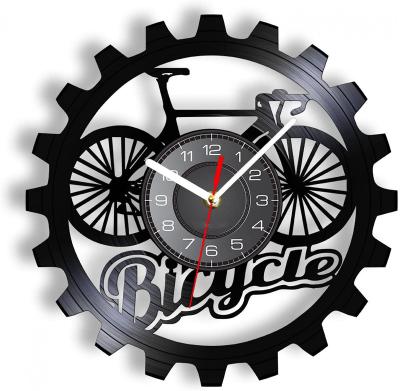 China Creative Black Hollow Art Decor Vinyl Record Wall Clock Antique Style CD Clock Bicycle Wall for sale