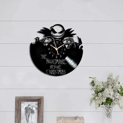 China Antique Style Led 7 Color Halloween Wall Clock Lights Decoration Jack Decor The Nightmare Before Christmas Vinyl Record Wall Clock for sale