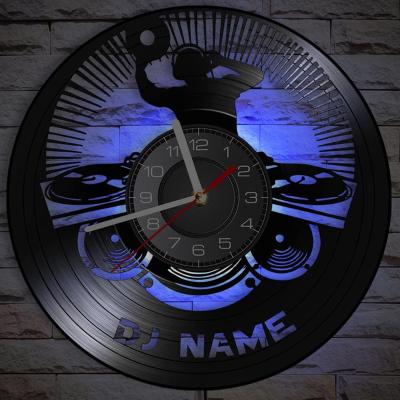 China Antique Style Personalized Large Custom DJ Name Gift Vinyl Wall Clock for sale