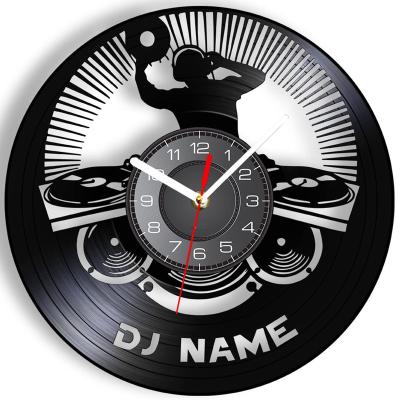 China Large Antique Style Custom DJ Name Gift Vinyl Wall Clock for sale