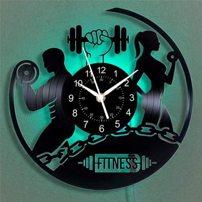 China Antique Style Led Clock 3d Wall Clock Gym Decor Gift Home Vinyl Wall Clock for sale