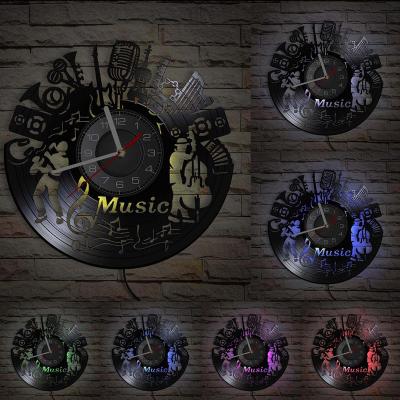 China 3D Design Music Style Antique Vinyl Record Wall Clock Christmas Clock Quartz Analog Modern Hanging Decorative Clock.gift for sale