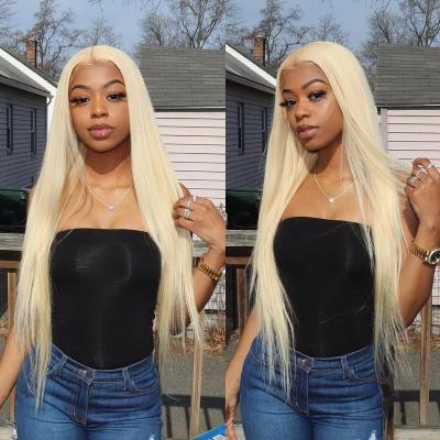 China Silky Straight Wave 40 Inch Glueless Hd Transparent Frontal Wigs Pre Plucked Brazilian Virgin Blonde 613 Human Hair Closure Wig for sale