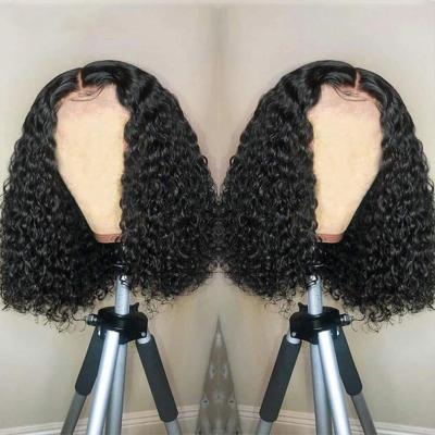 China 100% Cheap Curly Full Virgin Human Hair Wig, Glueless Bob Wig Lace Frontal Kinky Swiss Curly Short Hair Price Hd Lace Frontal Human Hair Wigs for sale