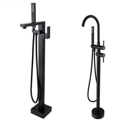 China With Sliding Bar Brass Floor Free Standing Shower Taps Freestanding Tub Faucet Bathtub Mixer for sale