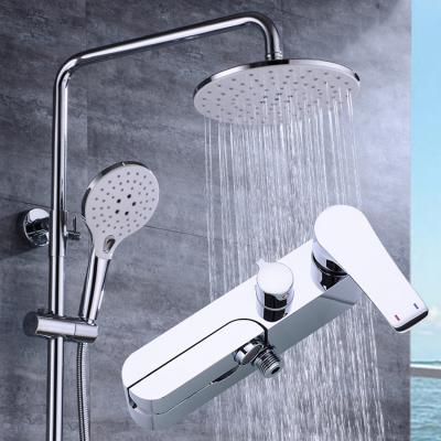 China With Slide Bar 10 Inch 304 Stainless Steel Round Shower Head Main Body Rainfall Bathroom Water Faucet Shower Set for sale