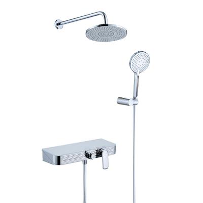 China Without Slide Bar Kaiping Factory Household Shower Head Custom Chrome Matte Black Brass Bath Concealed Shower Set for sale