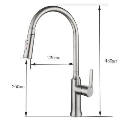 China Contemporary Single Handle Pull Down Kitchen Faucet 17 Inch Stain Free Stainless Steel Kitchen Faucet for sale